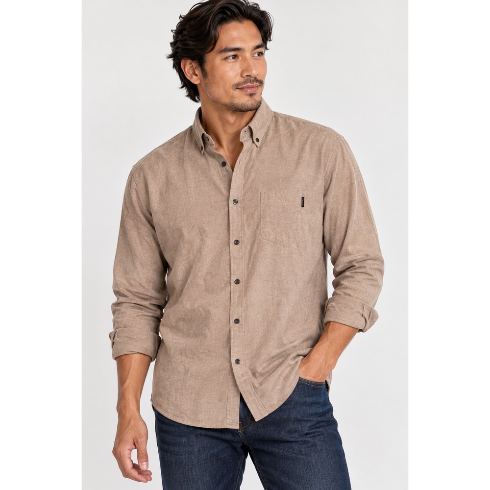 Lindbergh Shirt XXL Cotton Twill Long Sleeve Button Down No Flaws Tan Brown
